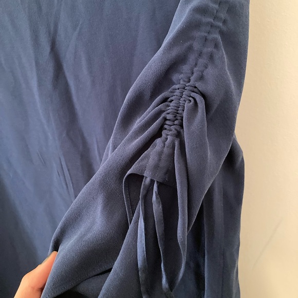 eileen fisher silk t shirt / top with cinched sleeves - Picture 3 of 5